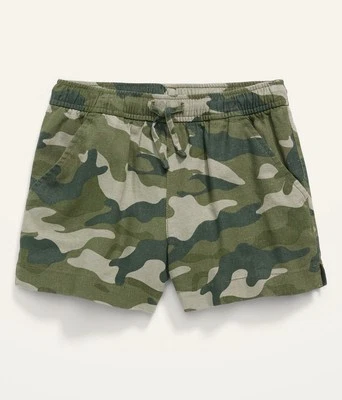 Old Navy Kids Girls XS (5) Green Camo Linen-Blend Shorts ~ Pockets Drawstring - Image 1 of 3