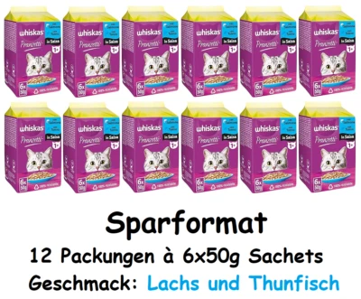 NASSFUTTER WHISKAS KATZENFUTTER MITTAGESSEN AUSWAHL AN FISCH BOX 12x 6x50gBEUTEL - Bild 1 von 4