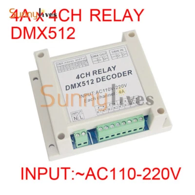 AC 110-220V 4 Channel DMX512 Relay Switch DMX Relay Controller W/ Case For Lamp - Image 1 of 4