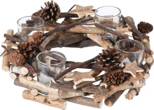 Adventskranz Natur mit Deko (Ko248476) Adventsdeko Weihnachtsdeko Kranz - Bild 1 von 1