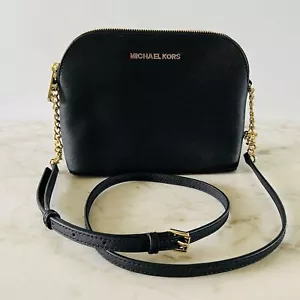 MICHAEL KORS Cindy Black Leather Dome Crossbody Bag - Picture 1 of 10