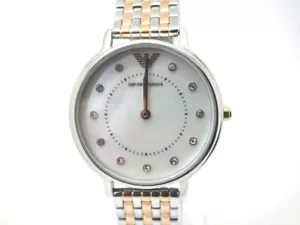 EMPORIO ARMANI LADIES TWO TONE BRACELET MOTHER OF PEARL DIAL WATCH AR2508 (117A) - Picture 1 of 9