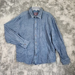 Untuckit Shirt Men XL Blue Denim Chambray Double Faced Over Shacket Jacket EUC - Picture 1 of 10