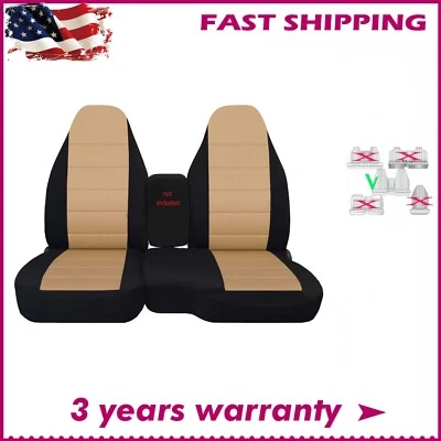 60/40 High Back Bench For 1998 - 2003 Ford Ranger Front Seat Cover Black & Tan - Изображение 1 из 4
