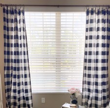2 Panel Black and White Buffalo Check Curtains 96x50, Gingham
