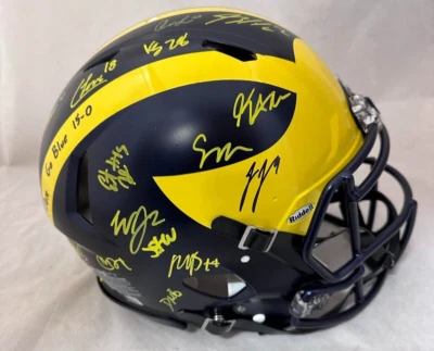 MICHIGAN SIGNED SPEED AUTHENTIC HELMET - JJ McCARTHY BLAKE CORUM & MORE W/ INS. - Image 1 of 4