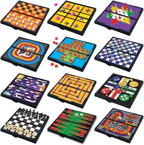 Magnetic Board Game Set - 12 Retro Games for Travel & Fun Ages 6+ - Picture 1 of 12