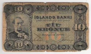 ICELAND 10 KRONUR 1904 P:11 VG - Picture 1 of 2