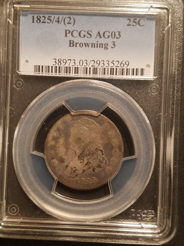 1825/4/(2) Capped Bust Quarter * PCGS AG03 * Browning 3 * Mintage 144,000 Cover
