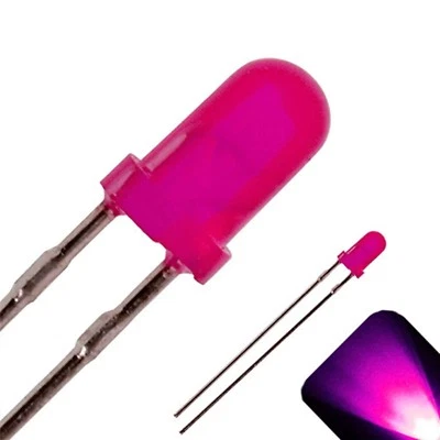 LIGHTHOUSE LEDS 100 x LED 3mm Pink Diffused Ultra Bright Round Top LEDs Light Lamp RC Car Model