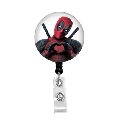 Deadpool Heart - Porta Insignia Retráctil - Carrete de Insignia - Cordones - Estetoscopio Foto 1 de 4