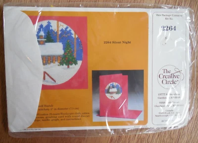NEW  Vntg 1982 Creative Circle Cross Stitch Kit #2264 "Silent Night" Card/Env - Image 1 of 3