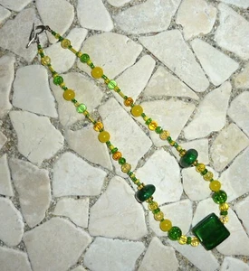 ★ mittellange Kette ★ Collier ★ grün & gelb ★ - Picture 1 of 2