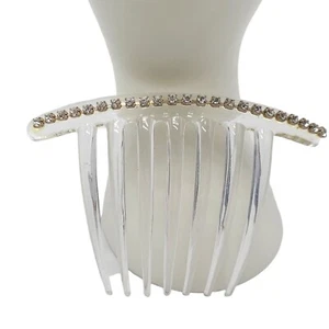 Clear Rhinestone Acrylic Long Tooth Hair Comb Vintage 1960s - Picture 1 of 5