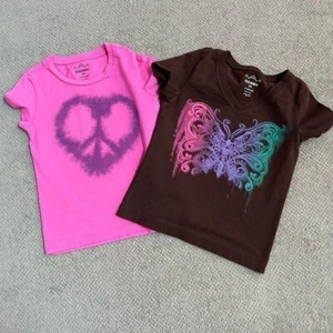 Old Navy Girl’s Size XS  Heart and Butterfly Cotton T-Shirts - Picture 1 of 10