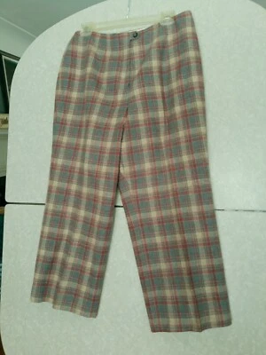 Pantalones a Cuadros Vintage PENDLETON Forrados Lana Pierna Ancha Gris Tostado Talla 18 Dobladillo a 24L Foto 1 de 4