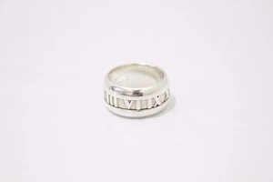 Tiffany & Co Atlas Roman Numeral Thick Band Silver Ring Size 4.5 - Picture 1 of 4