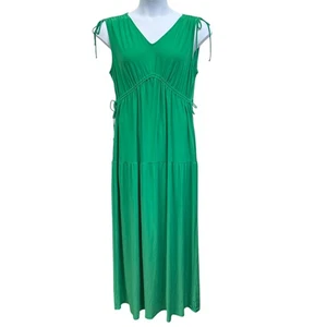 Vestido Perceptions New York para mujer XL verde maxi cuello en V sin mangas cordón - Imagen 1 de 8