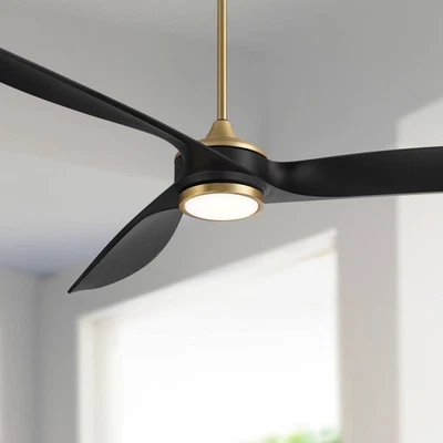 60" Casa Vieja La Jolla Surf Soft Brass LED Ceiling Fan with Remote - Image 1 of 4