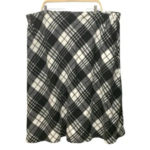 Salon Studio karierter A-Linien Midirock 3X schwarz weiß Wollmischung Urlaub Cabincore - Bild 1 von 8