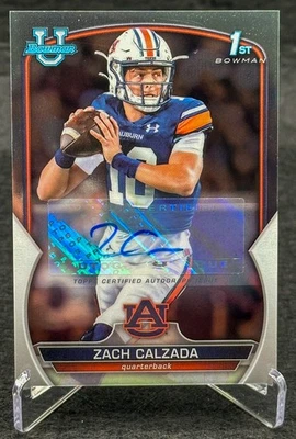 2022 Bowman U Chrome NCAA Football Zach Calzada 1st Bowman Auto Auburn Tigers - Image 1 of 2