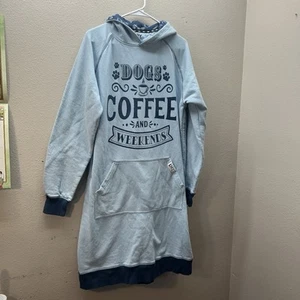The Lazy One Women Top Sweatshirt Sleep Hoodie Fleece S/M Dogs Coffee Weekends - Picture 1 of 5
