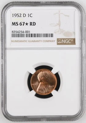 1952 D Lincoln Wheat Cent Penny NGC MS-67* RD STAR - Image 1 of 2