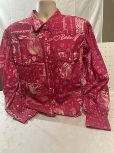 Wrangler Barbie Langarmshirt rosa mit weißem Druckknopf Damen Gr. XL 35,00 - Bild 1 von 5