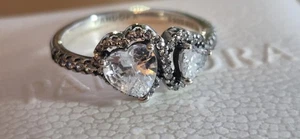 Pandora Halo Hearts Ring Clear Sterling Silver Size 7 (54) – Excellent Cond. - Picture 1 of 13
