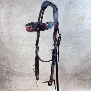 Turquoise Cross by Weaver Floral Tooled Headstall - Picture 1 of 1