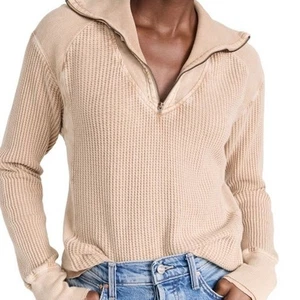 Free People Ashton Half Zip Thermo Top in Oatmeal - XL - Bild 1 von 1