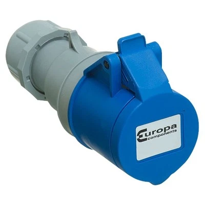 32A 240v Socket Blue Europa IS323P Cable Mount IP44 2P+E 6H Event Power Electric - Image 1 of 4
