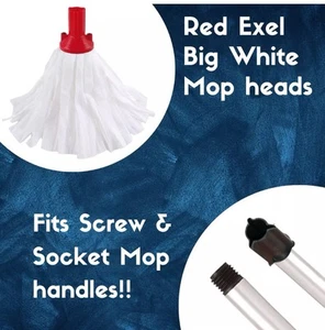 RED Mop Heads 10 Pack Robert Scott Big White Exel Socket or Screw - Picture 1 of 1