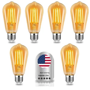 Vintage LED Edison Bulbs 6W, Equivalen 60W Warm White 2700K ST64 Dimmable Ant... - Picture 1 of 8