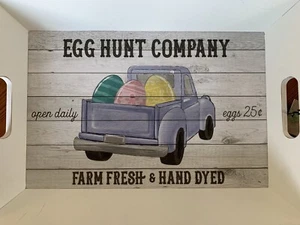 Easter Serving Tray Boston Warehouse Egg Hunt Purple Truck NWT - Picture 1 of 5