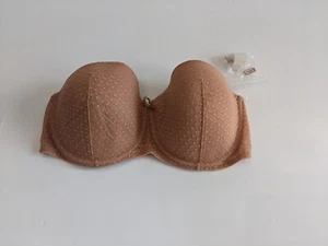 Nuance Bra Underwired Padded Strapless See Through Straps Bra Size 32DD Brown - Picture 1 of 6