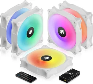 ASIAHORSE WD-001 Series 120mm Case Fan with Controller, White 5V ARGB MB - Afbeelding 1 van 8