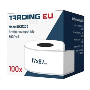 100x Label kompat. zu Brother DK11203 17 x 87 mm 300 Label +1x Wechselhalter - Afbeelding 1 van 7