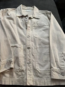 Zara Boys Size 11-12 Boys Khaki Denim Jacket Button Down - Picture 1 of 5