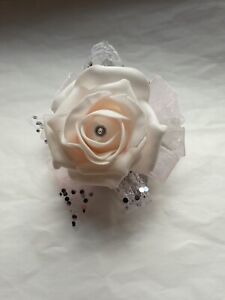 Prom /Wedding light  pale pink  Wrist Corsage/sparkle bracelet/crystal/silver