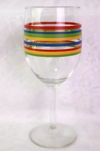 Libbey for Royal Norfolk FIESTA MAMBO Colorful Striped 7 "Wine Glass Goblet (es) - Picture 1 of 3