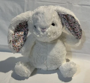 Carters White Bunny Rabbit Plush with Floral Ears Baby Beanbag Toy - Picture 1 of 10