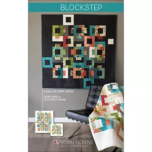 BLOCKSTEP Quilt Pattern ~ by Robin Pickens ~ 3 Sizes ~ Wall, Twin Queen - Picture 1 of 3