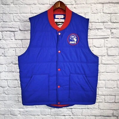 Mitchell & Ness Hombres Azul Rojo NFL New York Giants Chaleco Chaqueta Puffer Talla 2XL Foto 1 de 4