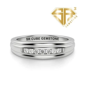 Round Brilliant Cut Moissanite Matching Band For Bridal Set Ring, Art Deco Band - Picture 1 of 3