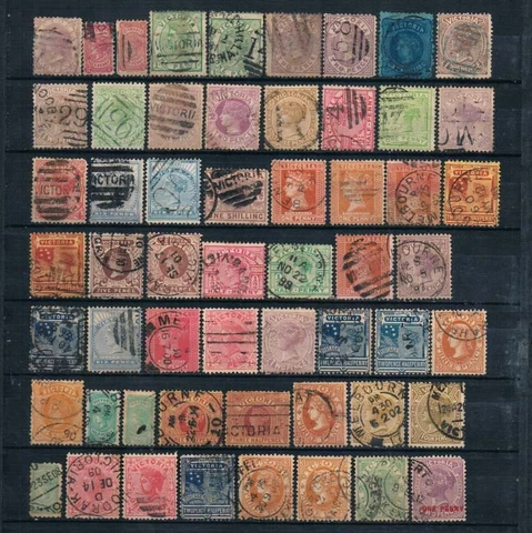 Victoria Early Used Lot 1867-1912 Australia territories 56 stamps British colony Cover