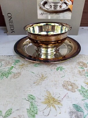 Vintage Oneida Silverplate Sauce Dish w/ Underplate  - Image 1 of 4
