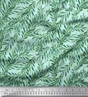 Soimoi Green Velvet Fabric Laurel Leaves Print Fabric by Yard 58-cyC