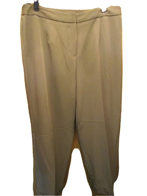 WOMENS WHO'S TRACY TRACY EVANS CUFFED STRETCH WAIST BROWN PANTS SIZE 14W  - Image 1 of 3