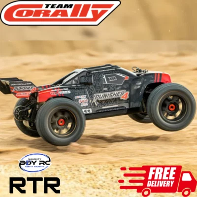 Team Corally Punisher 4S RC Monster Truck RTR Red Basher Stunt Car No Batt/Char - Image 1 of 4